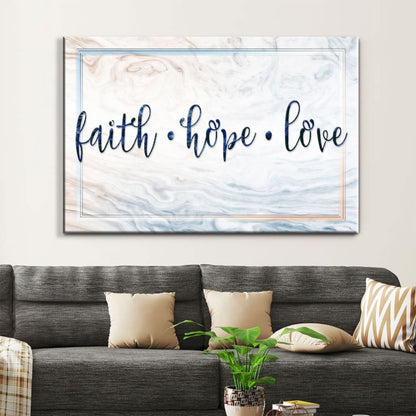 Rustic Faith Hope Love Wall Art Canvas, Christian Wall Decor
