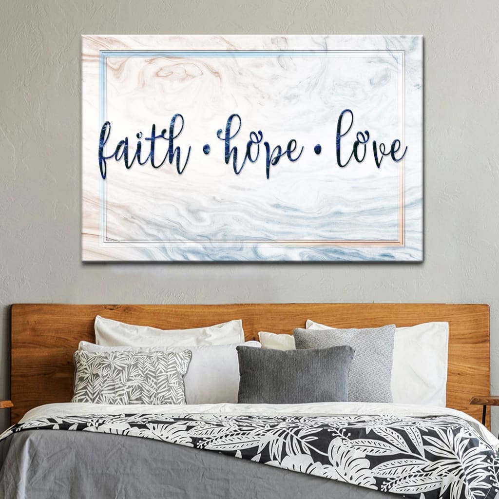 Rustic Faith Hope Love Wall Art Canvas, Christian Wall Decor