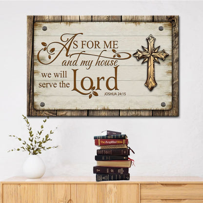 As for Me and My House Canvas, Farmhouse Style, Joshua 24:15 Wall Art