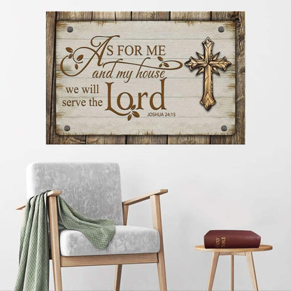 As for Me and My House Canvas, Farmhouse Style, Joshua 24:15 Wall Art