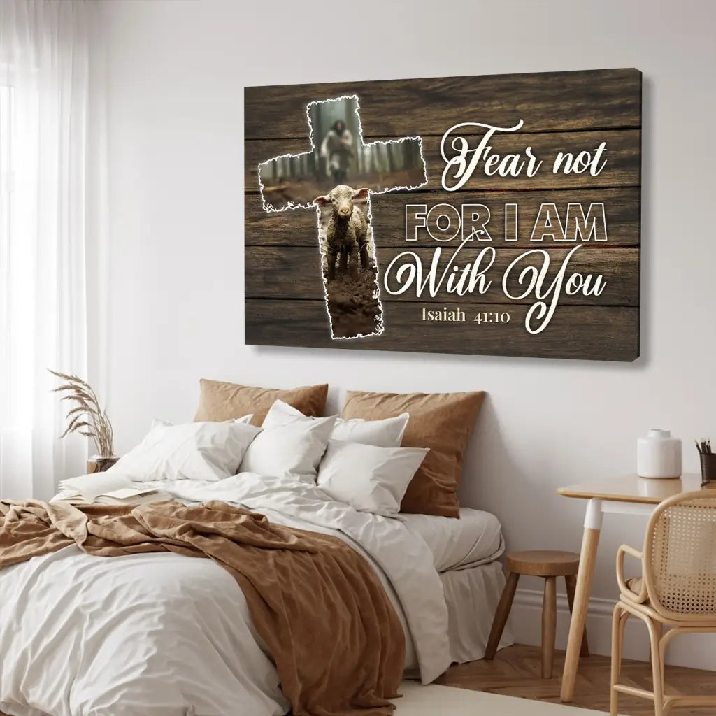 Fear Not for I Am With You, Jesus and Lost Sheep, Wall Art Canvas