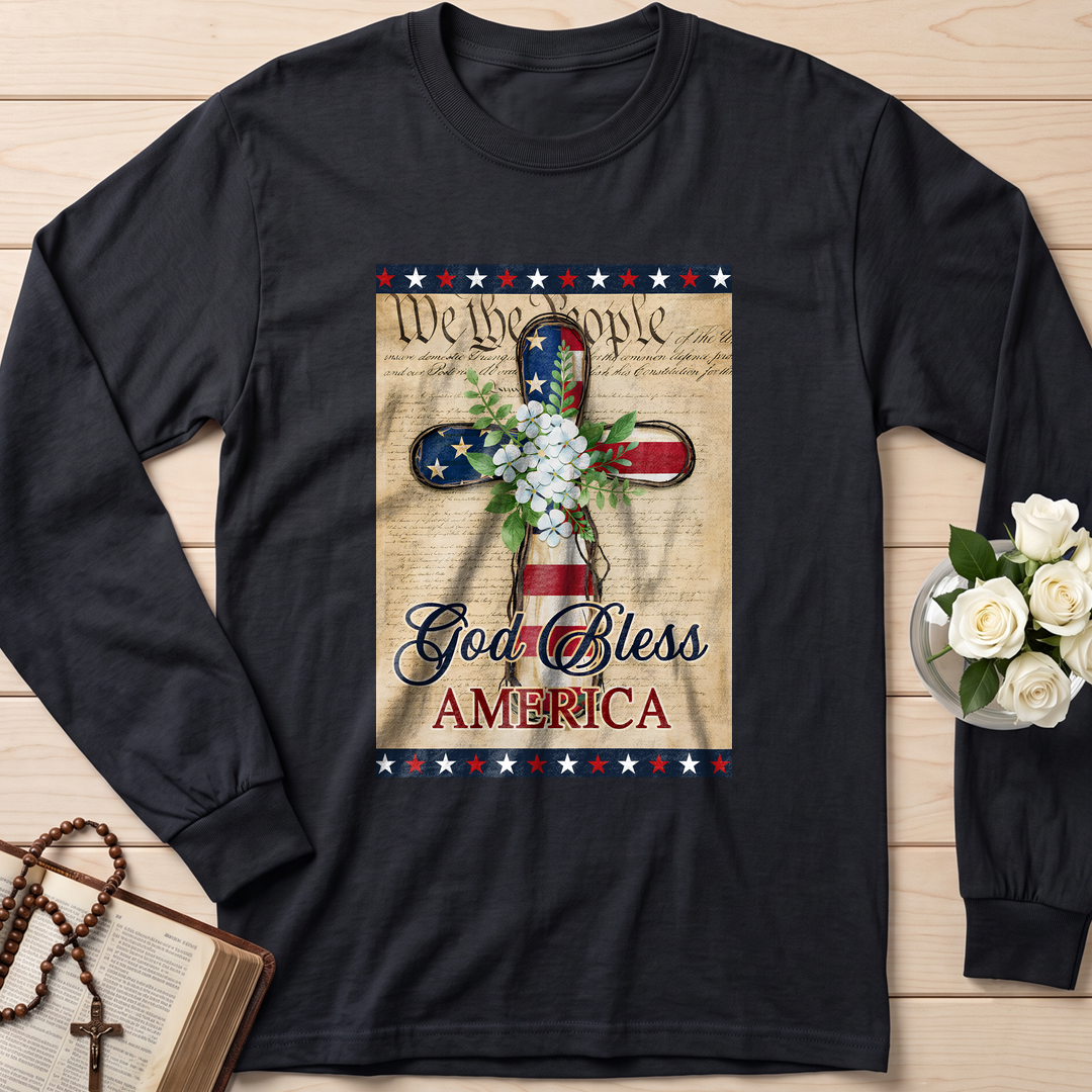 Flagwix American Flag - Patriotic God Bless America 4th of july Christian Cross Flag