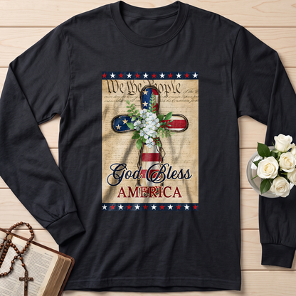 Flagwix American Flag - Patriotic God Bless America 4th of july Christian Cross Flag