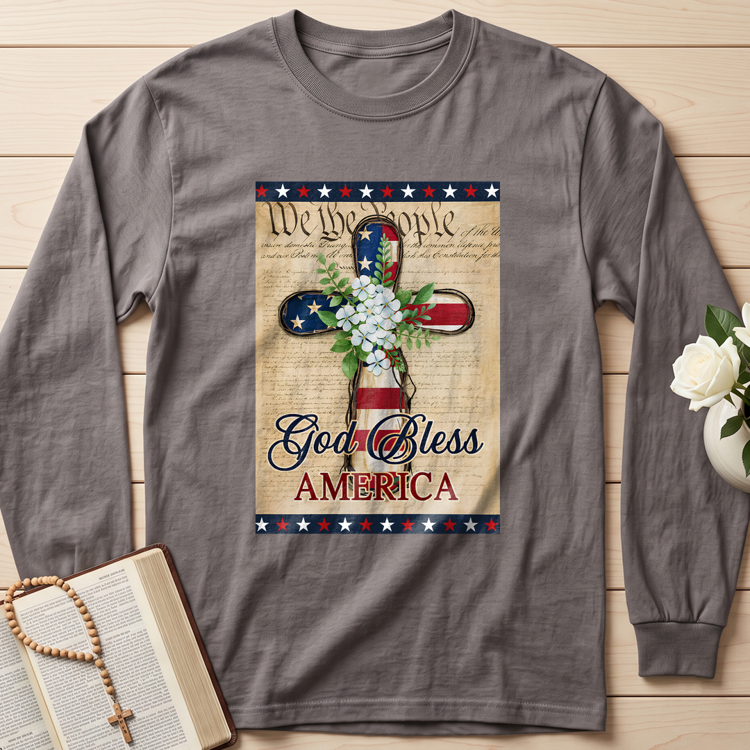 Flagwix American Flag - Patriotic God Bless America 4th of july Christian Cross Flag