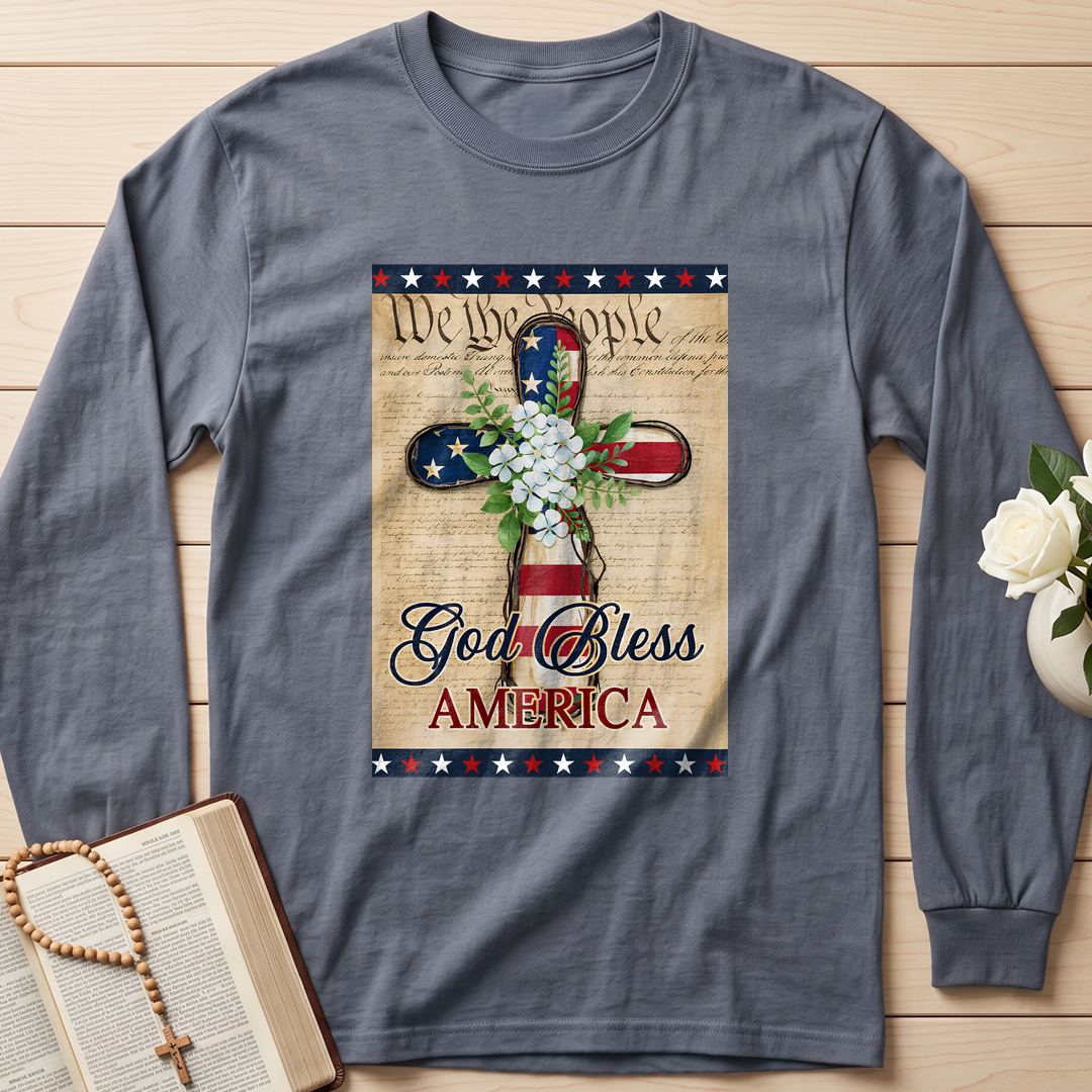 Flagwix American Flag - Patriotic God Bless America 4th of july Christian Cross Flag