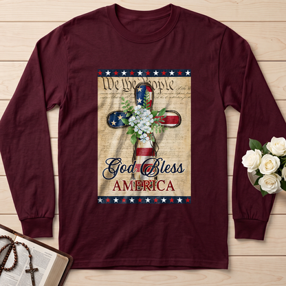 Flagwix American Flag - Patriotic God Bless America 4th of july Christian Cross Flag