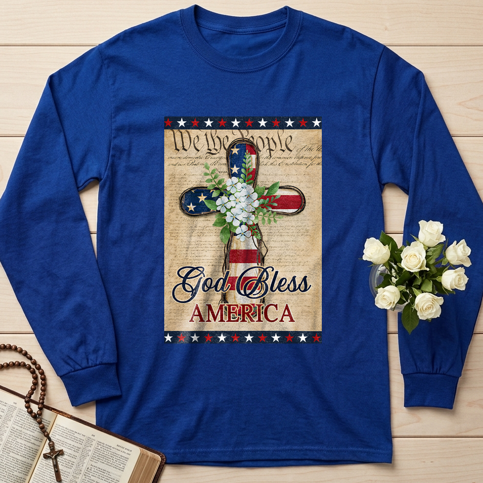 Flagwix American Flag - Patriotic God Bless America 4th of july Christian Cross Flag