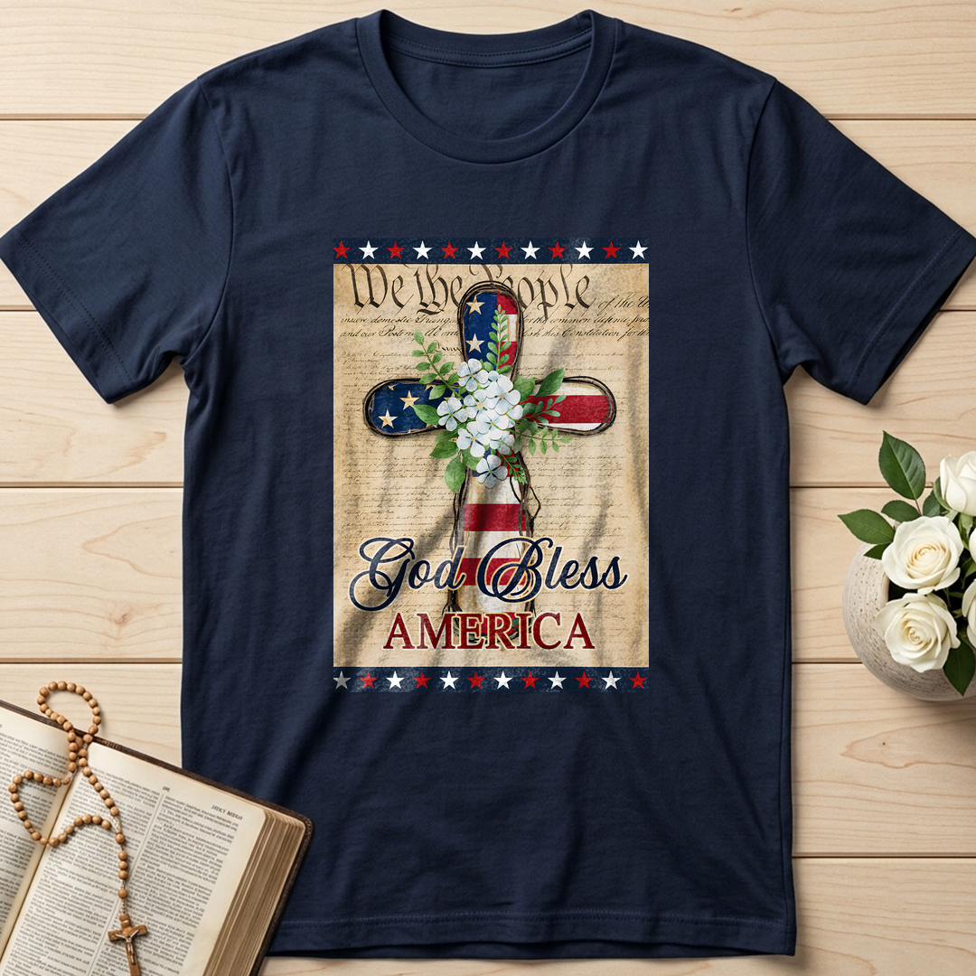Flagwix American Flag - Patriotic God Bless America 4th of july Christian Cross Flag