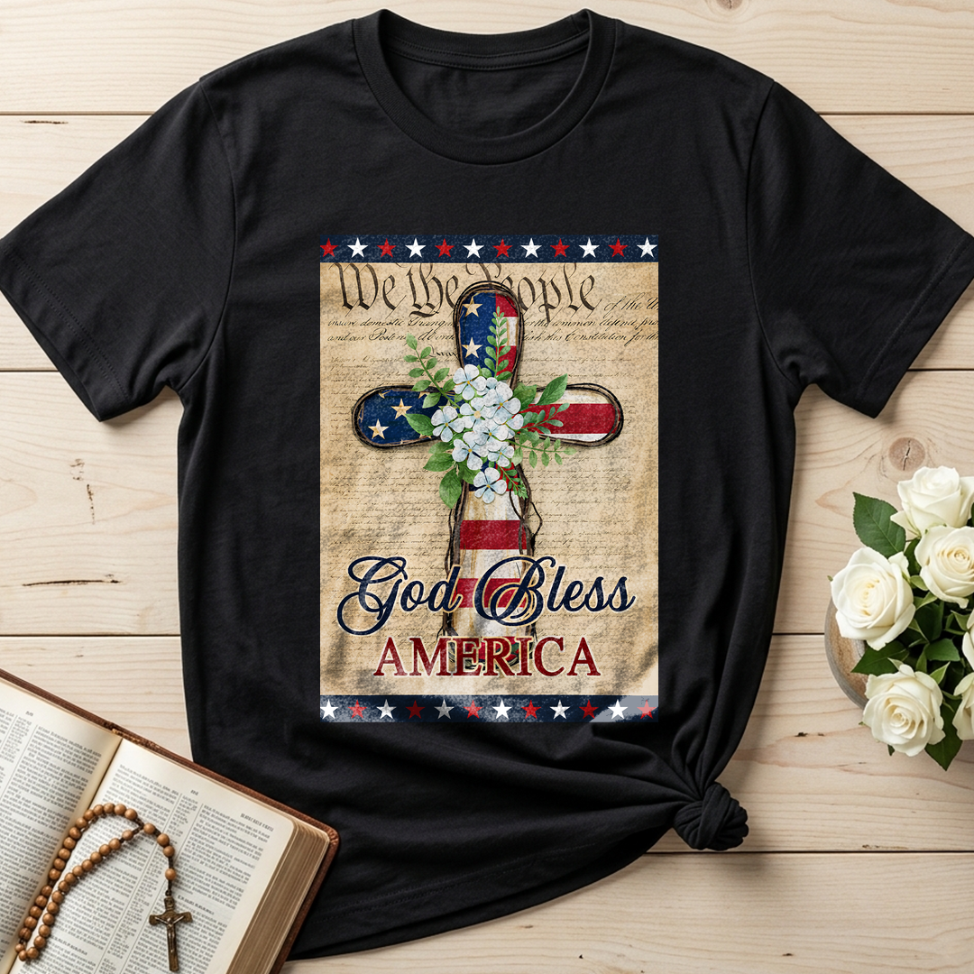 Flagwix American Flag - Patriotic God Bless America 4th of july Christian Cross Flag