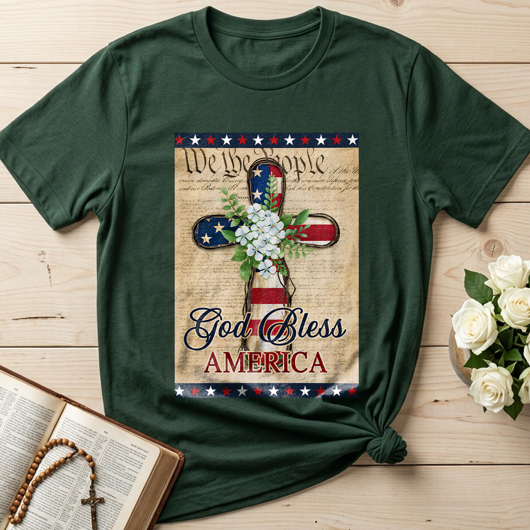 Flagwix American Flag - Patriotic God Bless America 4th of july Christian Cross Flag