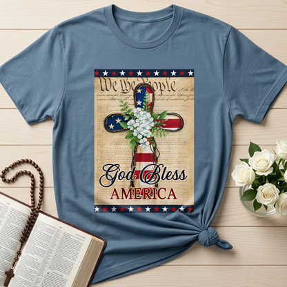 Flagwix American Flag - Patriotic God Bless America 4th of july Christian Cross Flag
