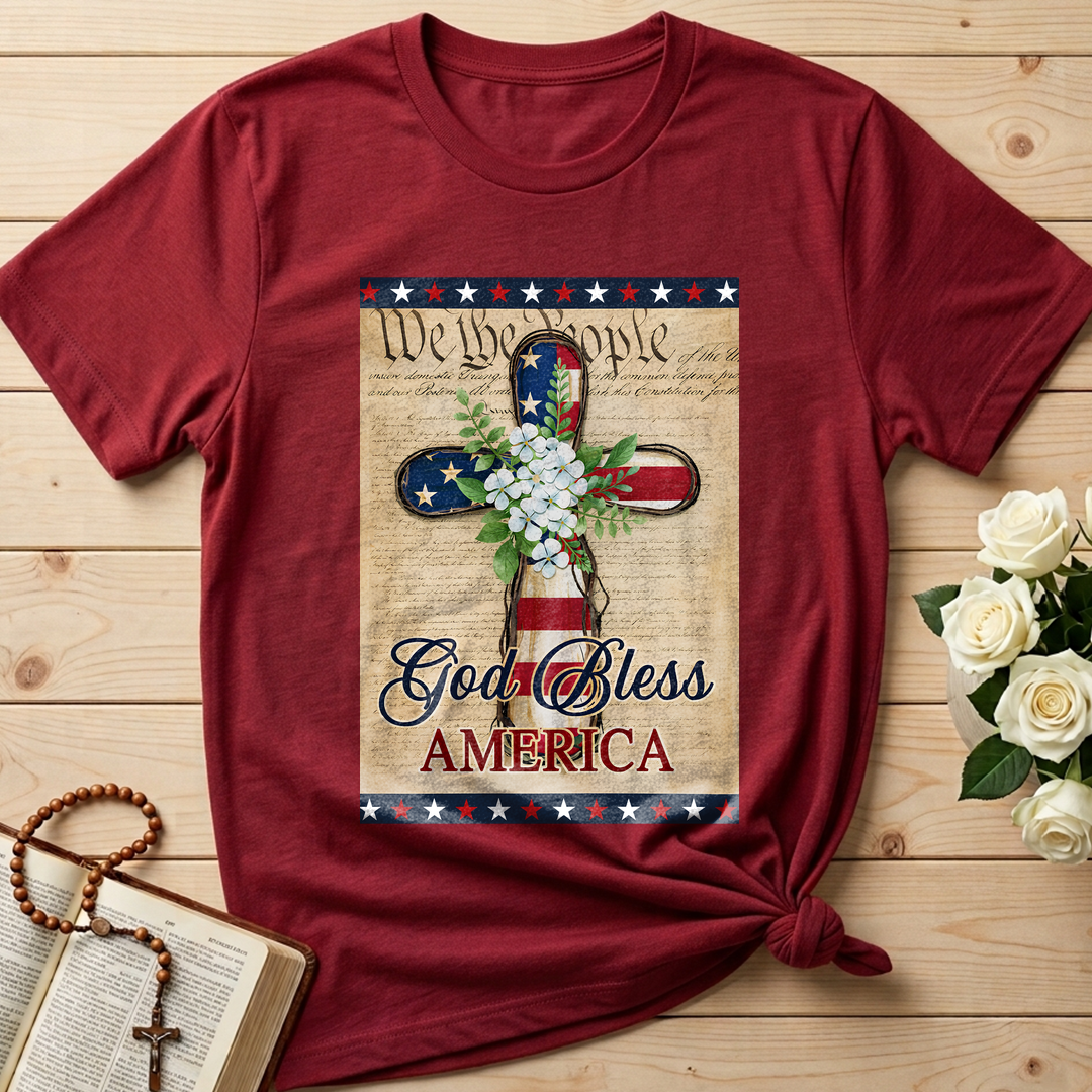 Flagwix American Flag - Patriotic God Bless America 4th of july Christian Cross Flag