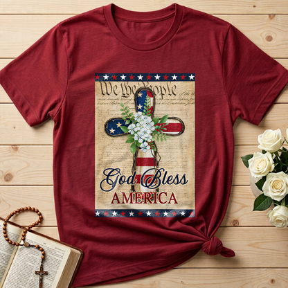Flagwix American Flag - Patriotic God Bless America 4th of july Christian Cross Flag