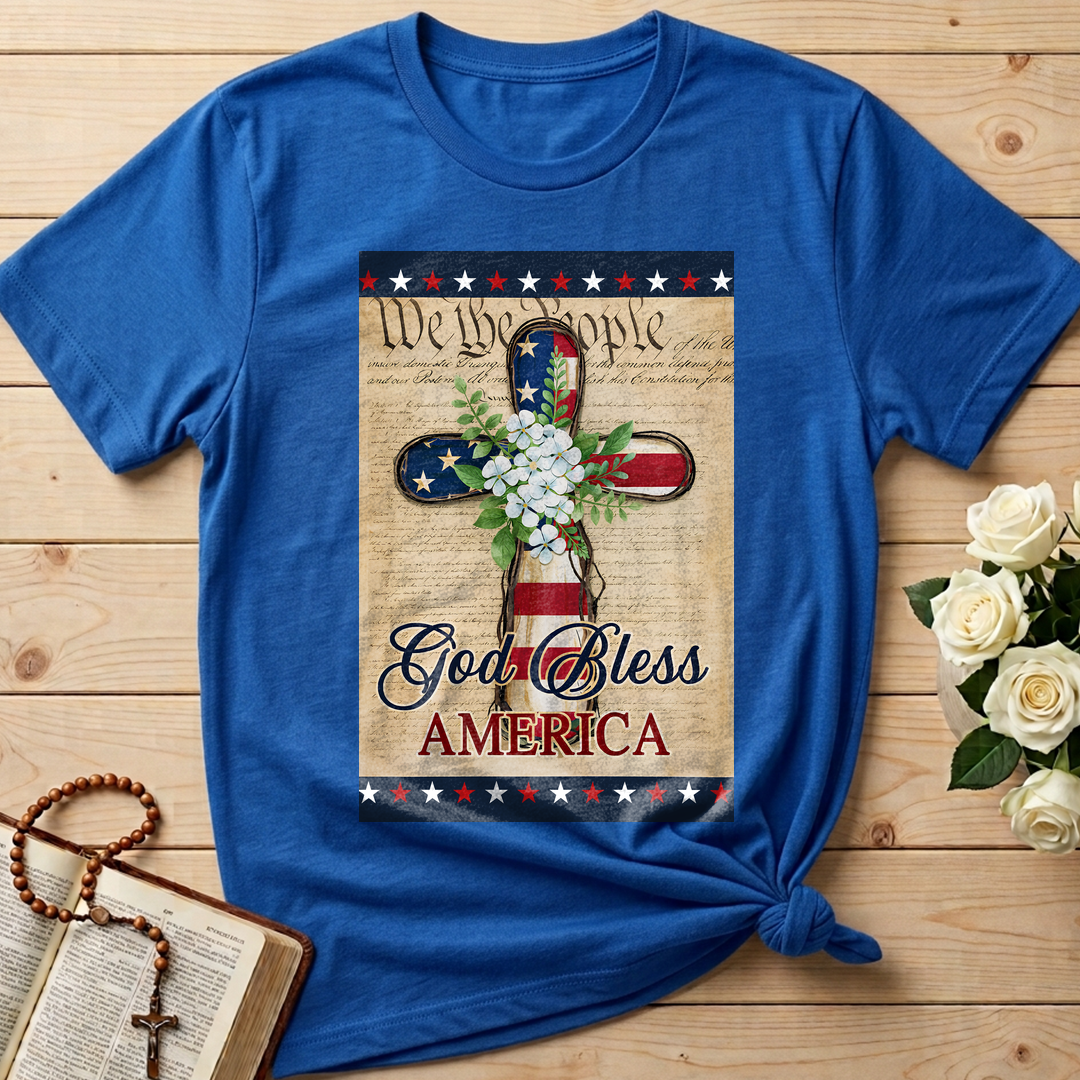 Flagwix American Flag - Patriotic God Bless America 4th of july Christian Cross Flag