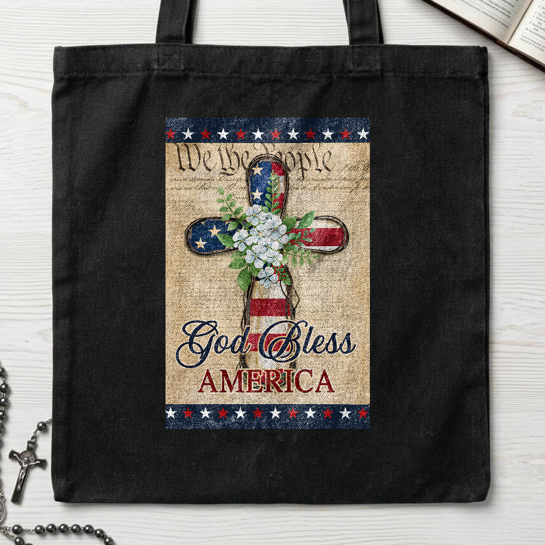 Flagwix American Flag - Patriotic God Bless America 4th of july Christian Cross Flag