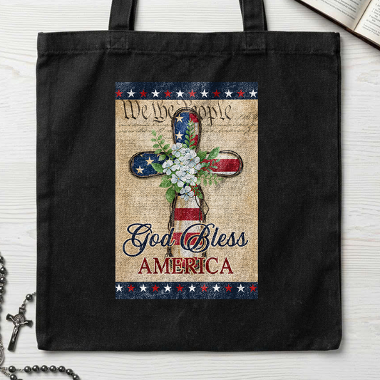 Flagwix American Flag - Patriotic God Bless America 4th of july Christian Cross Flag