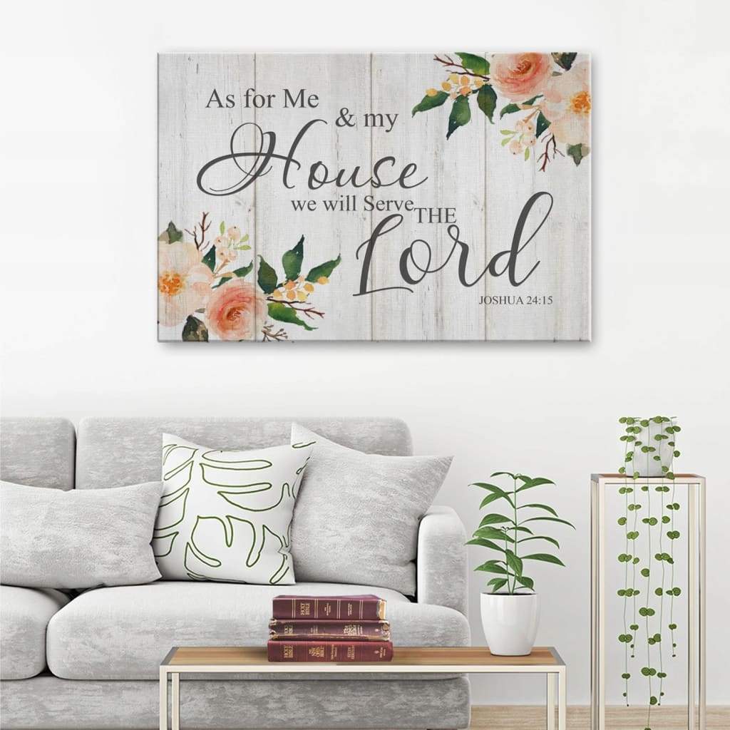 Floral, Joshua 24:15 As For Me And My House, Bible Verse, Wall Art Canvas