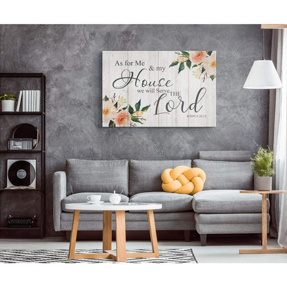 Floral, Joshua 24:15 As For Me And My House, Bible Verse, Wall Art Canvas