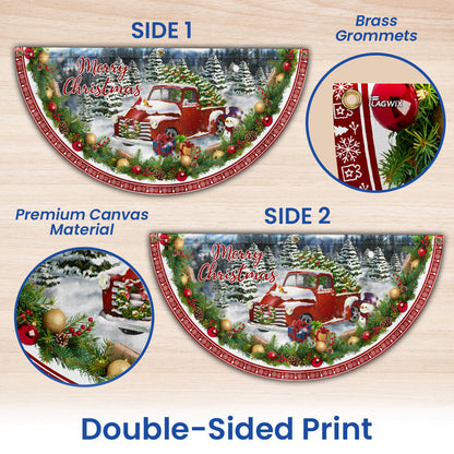 Merry Christmas Red Pickup Truck Non-Pleated Fan Flag