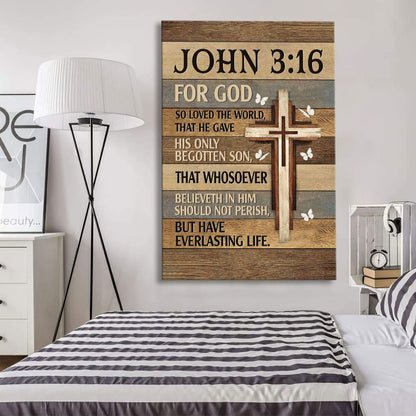 For God So Loved the World John 3:16 Christian Wall Art Canvas