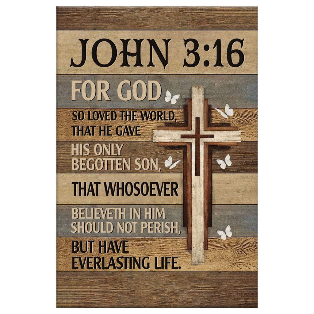 For God So Loved the World John 3:16 Christian Wall Art Canvas