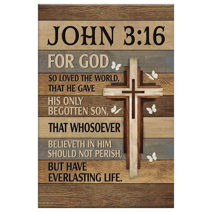 For God So Loved the World John 3:16 Christian Wall Art Canvas