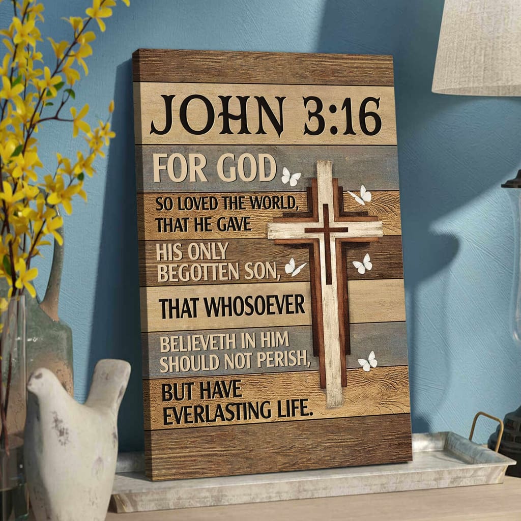 For God So Loved the World John 3:16 Christian Wall Art Canvas