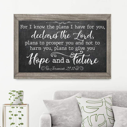 For I Know The Plans I Have For You Jeremiah 29:11 Bible Verse Wall Art Canvas