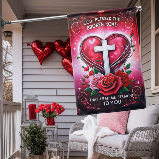 God Blessed Us, Christian Heart Valentine Flag