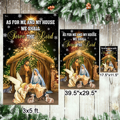Nativity of Jesus Holy Family Christmas Flag As For Me And My House We Shall Serve The Lord