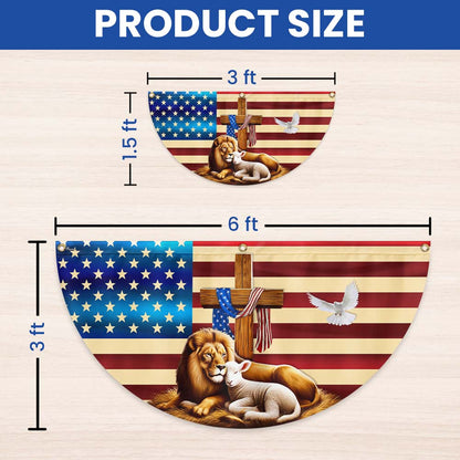 The Lion Of Judah And The Lamb Of God Bible Christian Non-Pleated Fan Flag