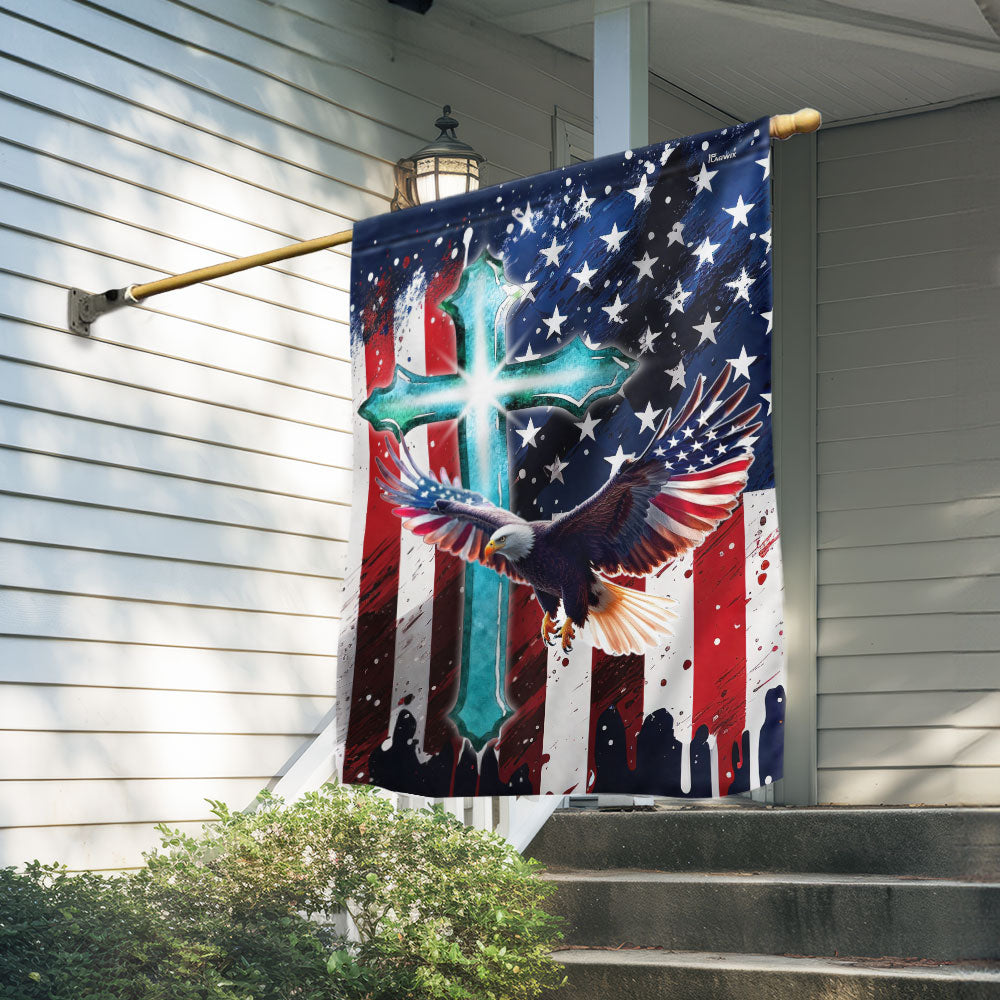 Flagwix American Flag - Eagle Patriot Christian Cross 4th of july Flag