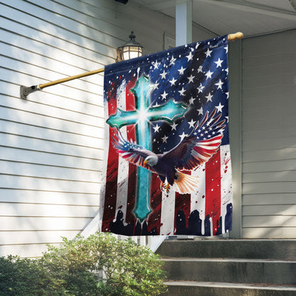 Flagwix American Flag - Eagle Patriot Christian Cross 4th of july Flag