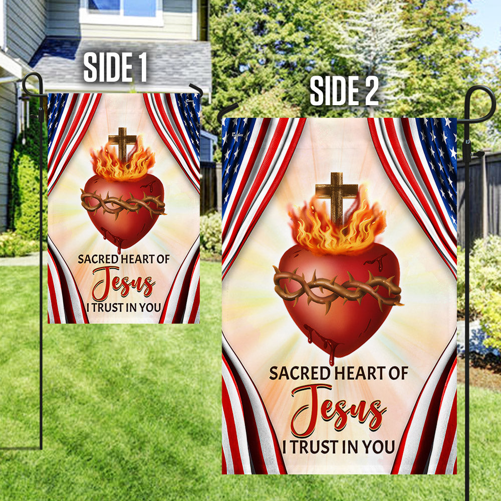 Sacred Heart Of Jesus I Trust In You Jesus American Flag