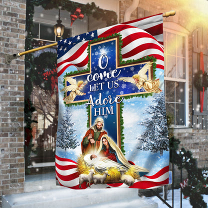 Nativity Christmas Flag O Come Let Us Adore Him Flag