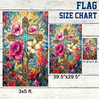 FLAGWIX  Christian Jesus Cross Divine Cross Floral Flag
