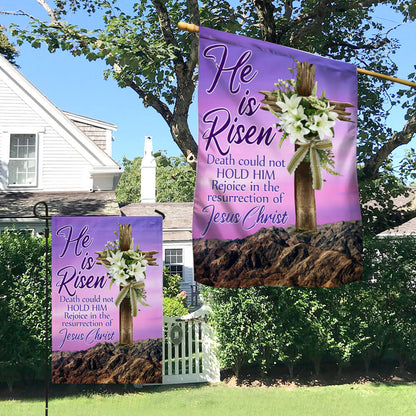 Easter Day Christian Flag He Is Risen Death Could Not Hold Him Rejoice In The Resurrection Of Jesus Christ Flag