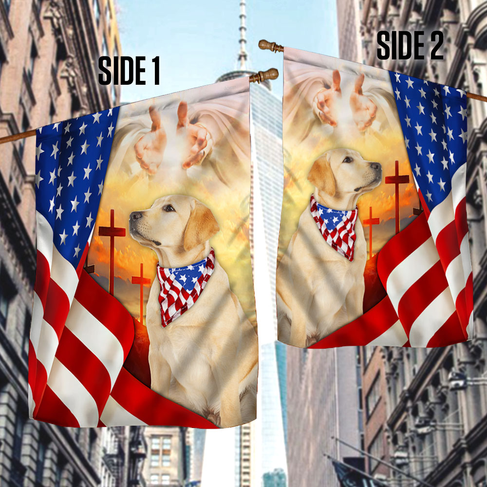 Yellow Lab Flag Labrador Retriever dog And Jesus US Flag