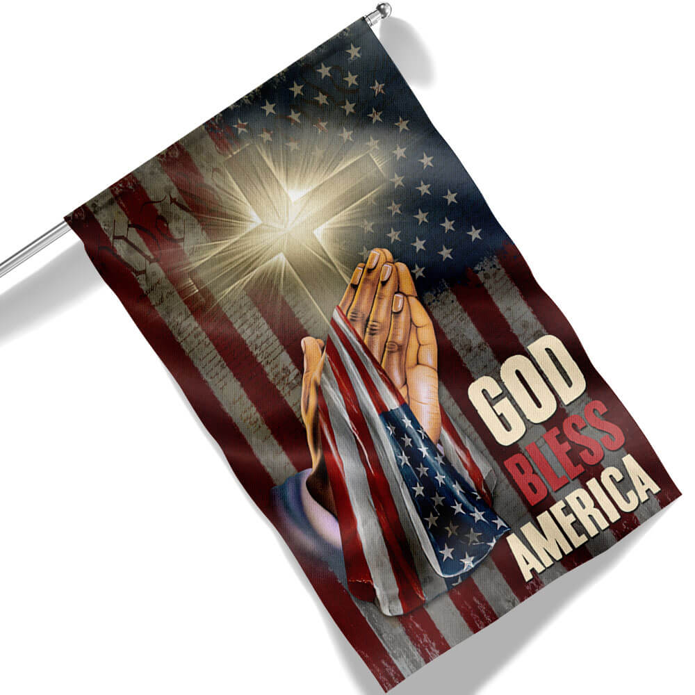 God Bless America Christian Cross Flag