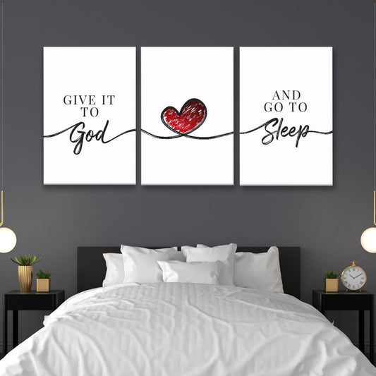 Give It To God And Go To Sleep 3 Panel Wall Art Canvas