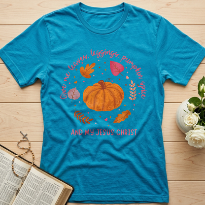 Give Me Leaves Leggings Pumpkin Spice And My Jesus Christ 01