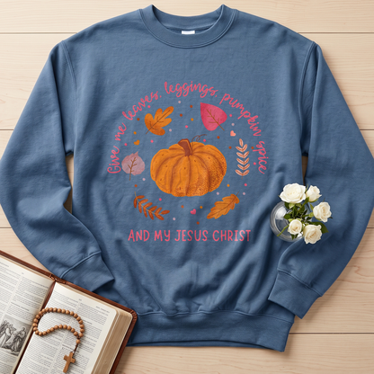 Give Me Leaves Leggings Pumpkin Spice And My Jesus Christ 01