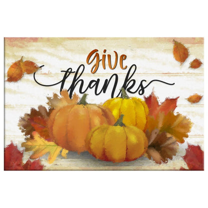 Give Thanks, Pumpkin, Fall Thanksgiving Wall Art Canvas