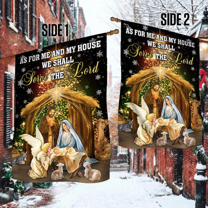 Nativity of Jesus Holy Family Christmas Flag As For Me And My House We Shall Serve The Lord