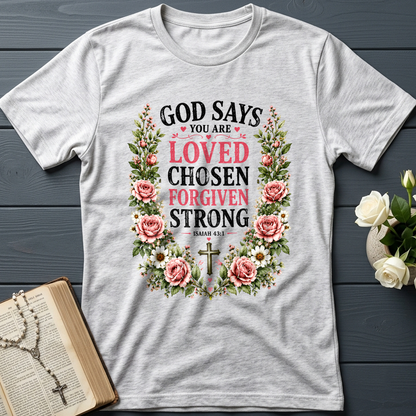 God Says You Are Loved Chosen Forgiven Strong Isaiah 43.1 01