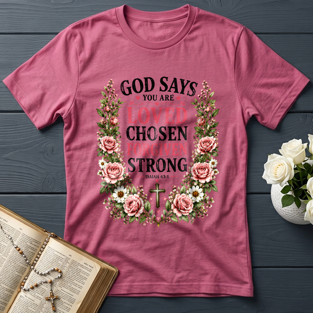 God Says You Are Loved Chosen Forgiven Strong Isaiah 43.1 01