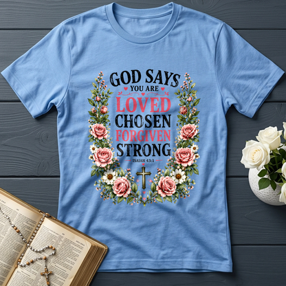 God Says You Are Loved Chosen Forgiven Strong Isaiah 43.1 01