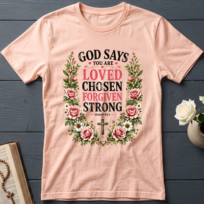 God Says You Are Loved Chosen Forgiven Strong Isaiah 43.1 01