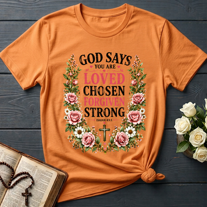 God Says You Are Loved Chosen Forgiven Strong Isaiah 43.1 01