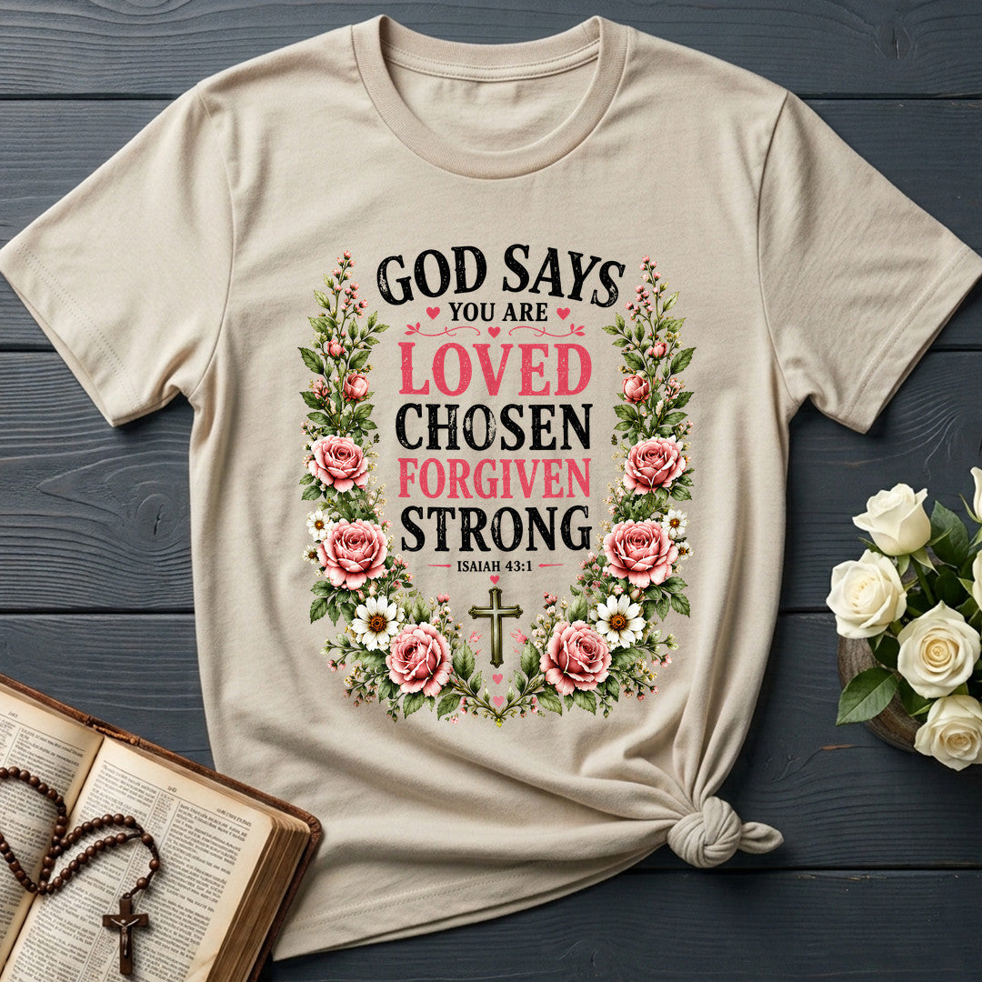 God Says You Are Loved Chosen Forgiven Strong Isaiah 43.1 01